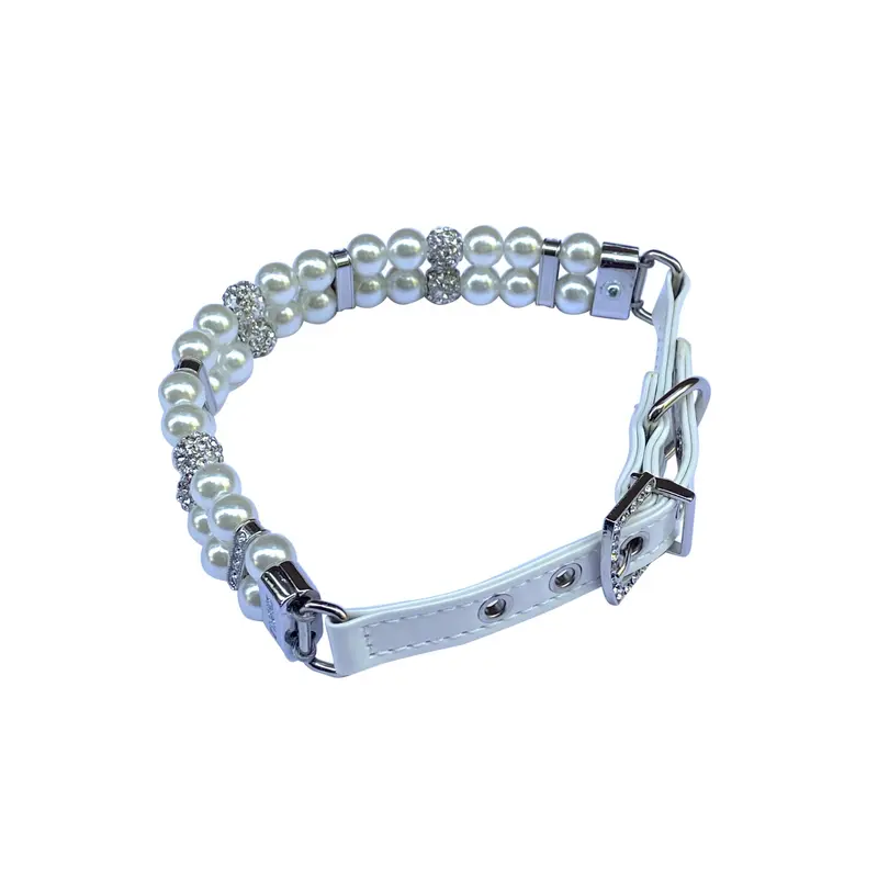 Sparkle & Pearl Dog Collar, Ivory