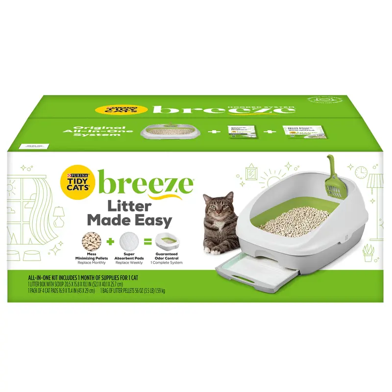 Purina Tidy Cats Litter Box System  BREEZE System Starter Kit Litter Box  Litter Pellets & Pads
