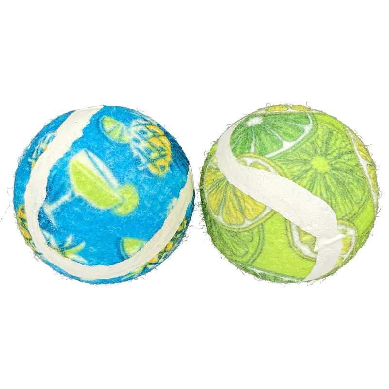 Multipet Cat Toy Margaritaville Tennis Ball 2pk Assorted