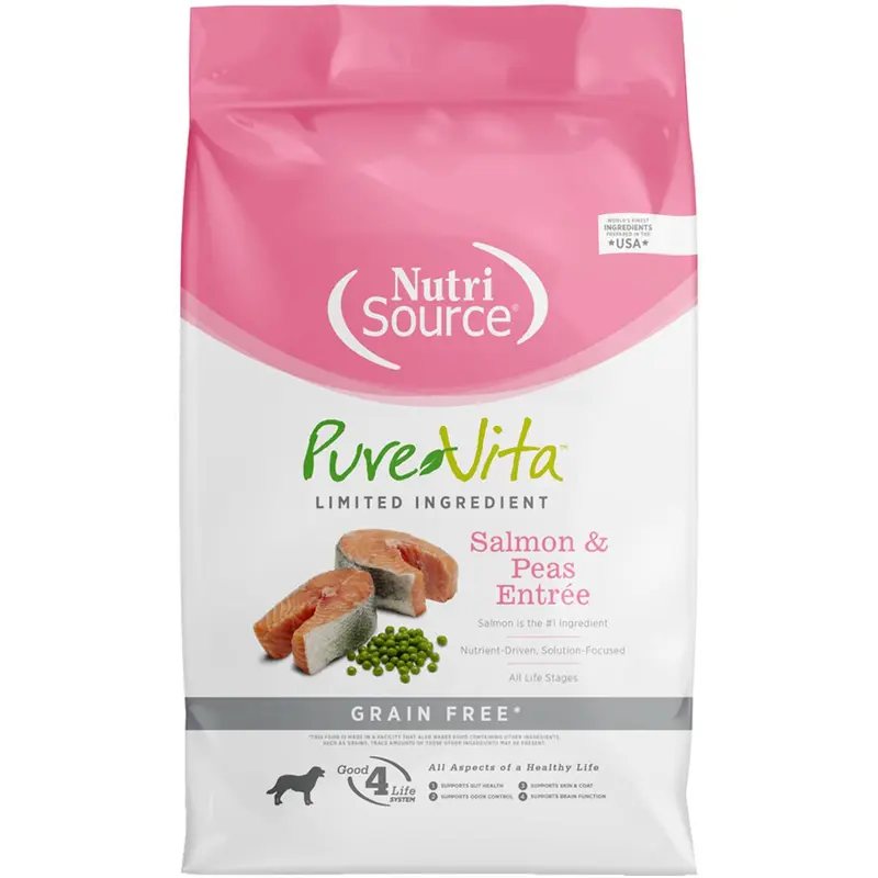 NutriSource Pure Vita Dog Dry LID Salmon & Peas Entree