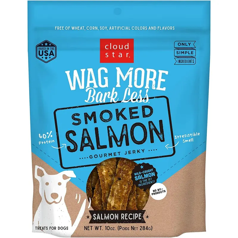 Cloud Star Wag More Bark Less Jerky Smoked Salmon Treats 10oz