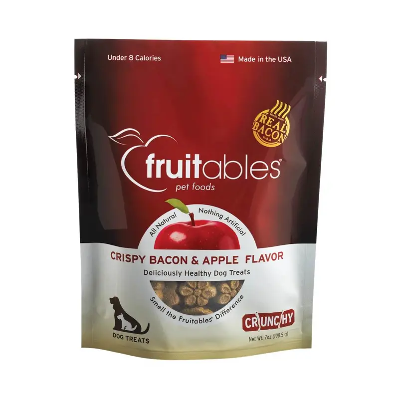 Fruitables Baked Low Calorie Dog Treats  Cripsy Bacon and Apple Flavor  7 Ounces