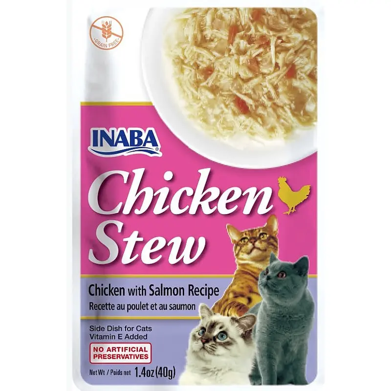 Inaba Chicken Stew Chicken with Salmon Recipe Side Dish for Cats 1.4oz Pouch