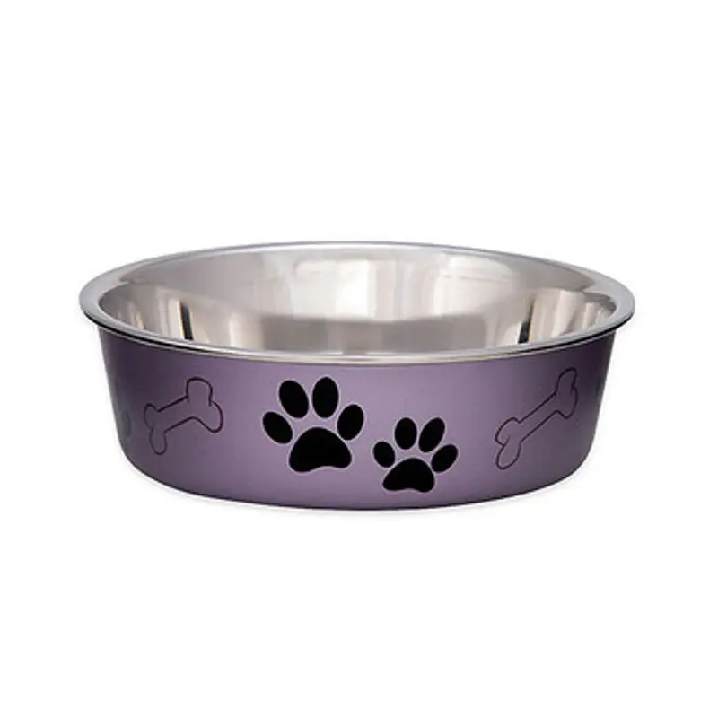 Loving Pets Bella Stainless Steel Dog Bowl Grape Small