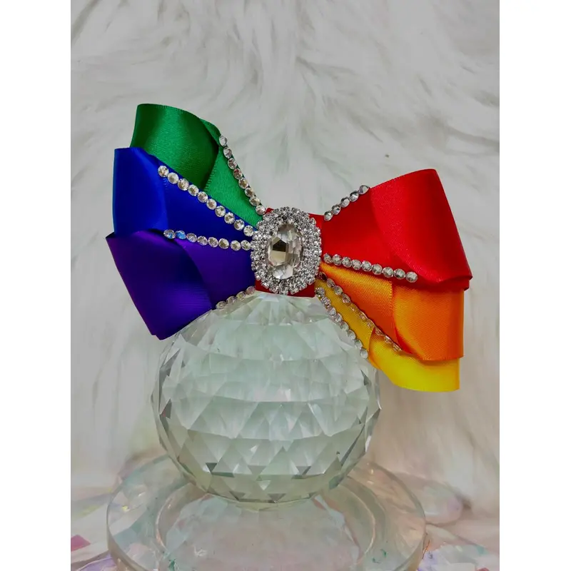 Crystal Hair Bows for Dogs-Rainbow