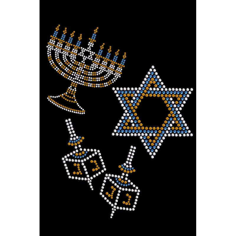 Menorah, Dreidel & Star of David (Blue & Gold) - Dog Tank