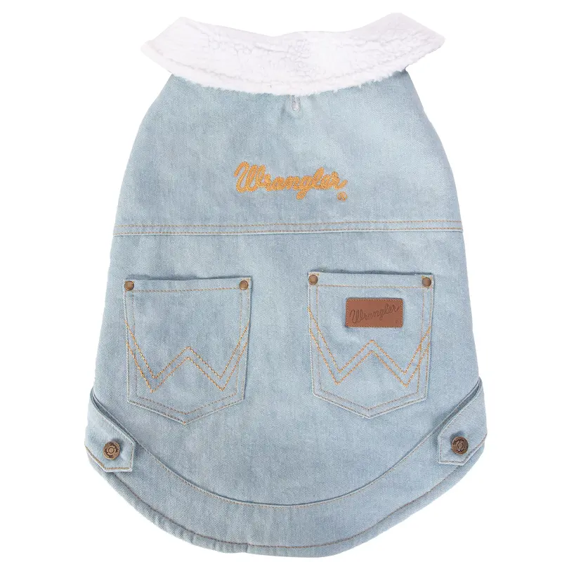 Wrangler Light Denim Dog Jacket with Sherpa Lining
