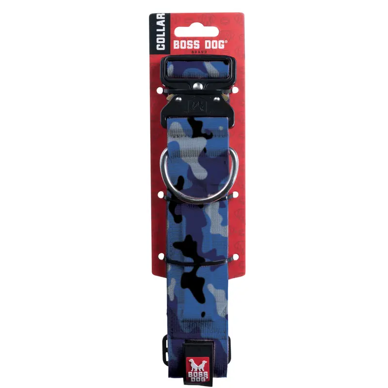Boss Dog Tactical Collar 2" Wide 20"-28" XLarge Camo Blue