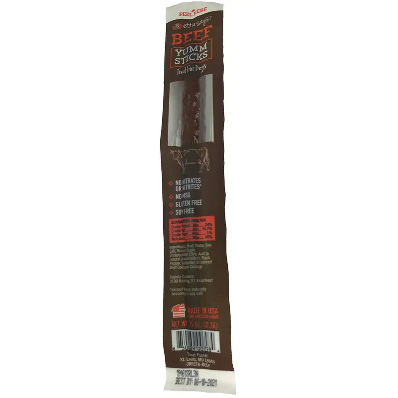 Etta Says Yumm Meat Beef Recipe Stick Treats for Dogs Each