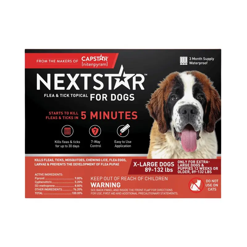 NextStar Flea and Tick Prevention for Dogs 89-132lb 3Ct
