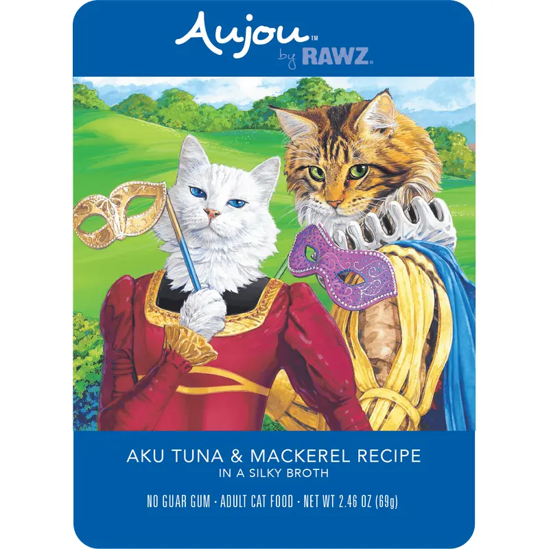 Rawz Aujou 2.5oz Cat Food Pouch Aku Tuna and Mackeral