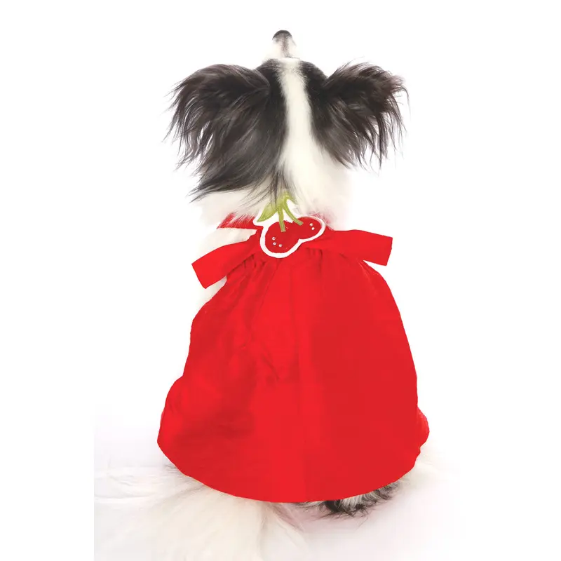 The Holly Custom Red Silk Dog Dress