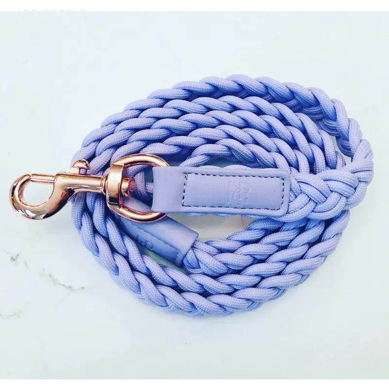 Dog Lead Lilac Plaited
