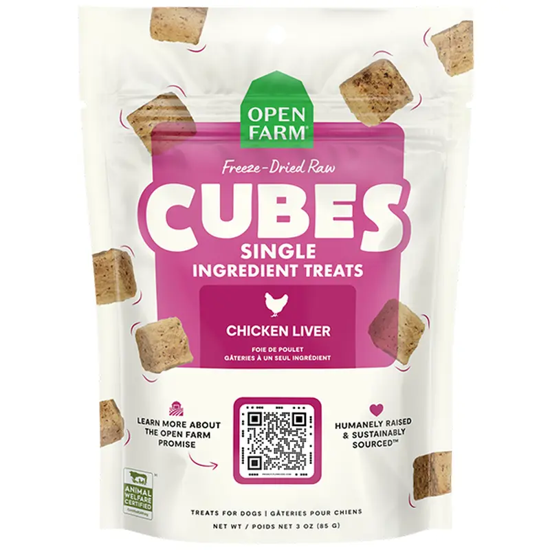 Open Farm Dog Treats FD Raw Cubes Chicken Liver 3 oz