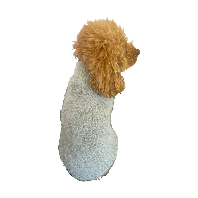 Baby Cheetah Furry Dog Sweater, Grey