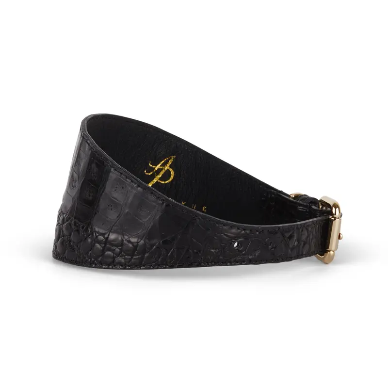 Black Croc 3 Wide Style Collar