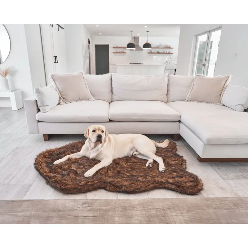 PupRug by Paw.com Faux Fur Orthopedic Dog Bed - Curve Brown
