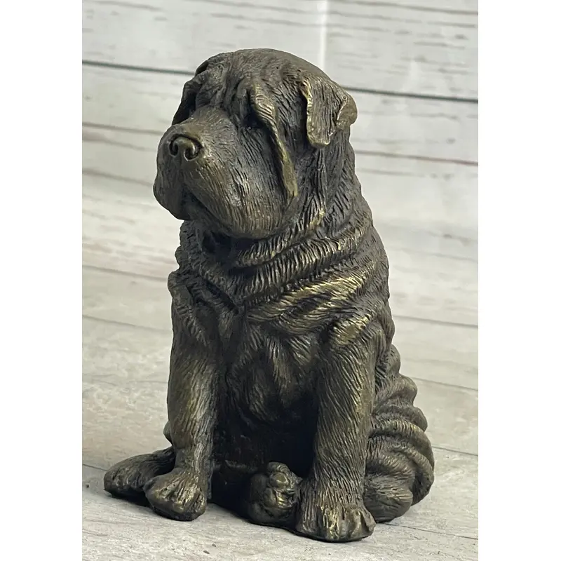 Shar Pei Puppy Dog Bronze Metal Sculpture Figurine Signed Original Art