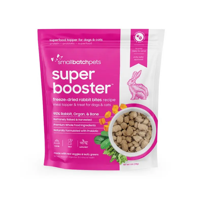 Small Batch Dog Super Booster Freeze Dried Rabbit Bites 7oz.