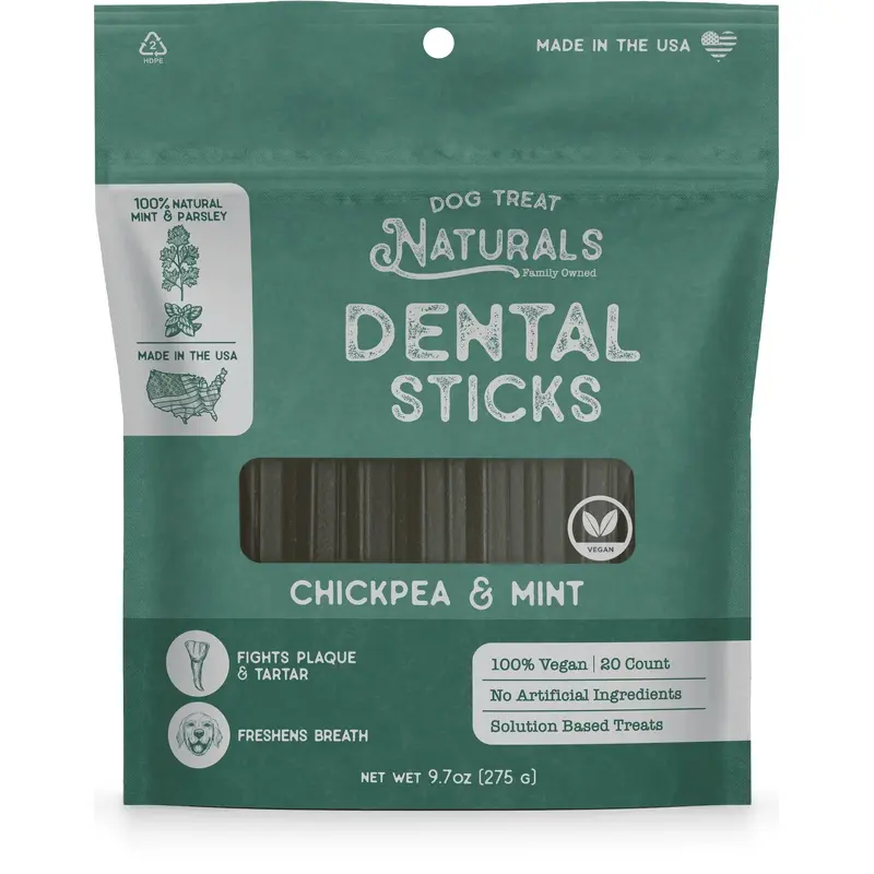 Dog Treat Naturals Chickpea & Mint Dental Sticks Dog Treats (10oz)