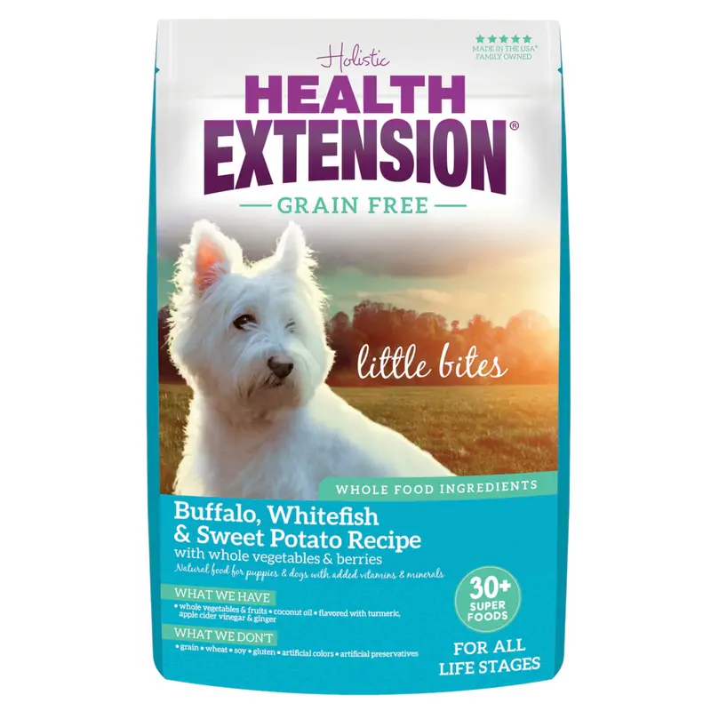 Health Extension All Life Stages Grain Free Little Bites Buffalo, Whitefish and Sweet Potato Dog Food