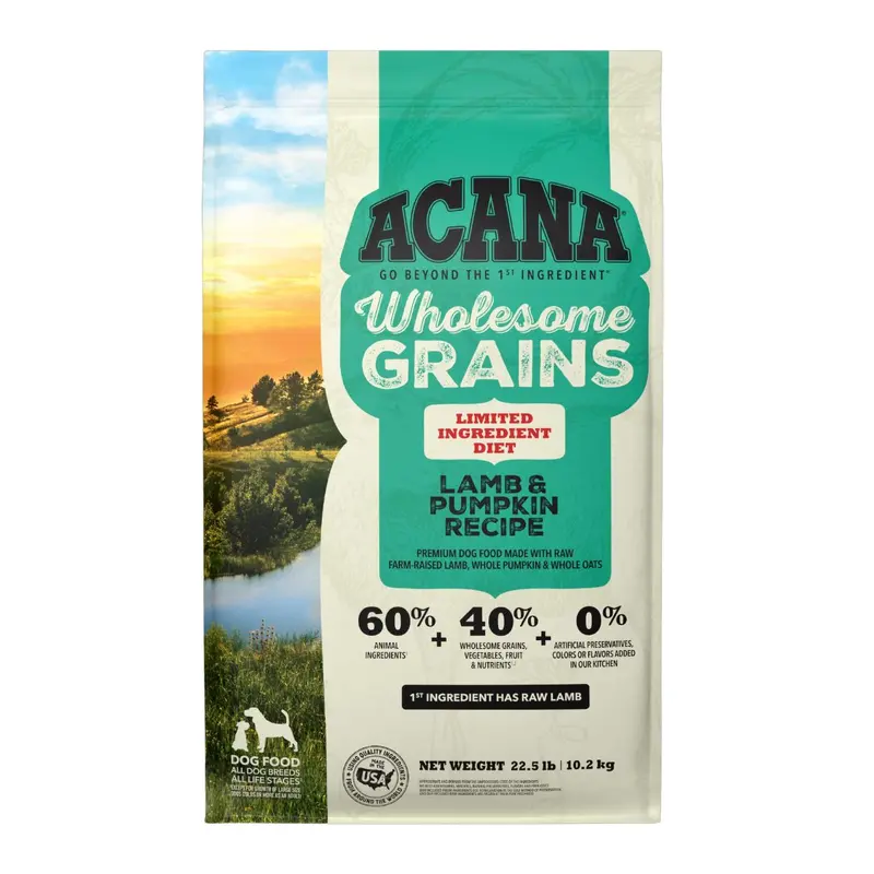 Acana Wholesome Grains LID Dry Dog Food - Lamb & Pumpkin - 22.5lb Bag
