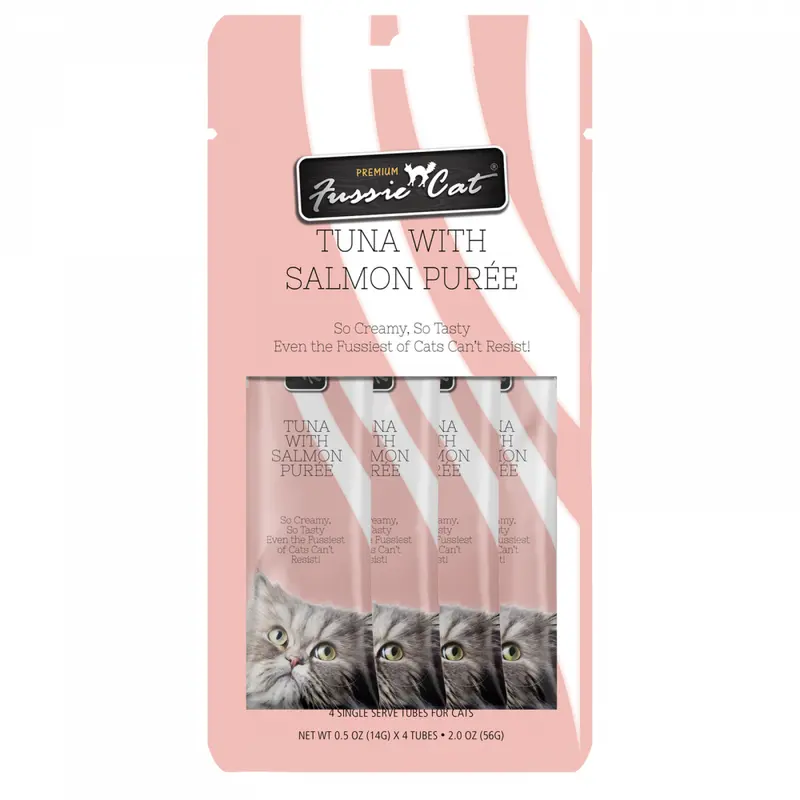 Fussie Cat Tuna with Salmon Puree Canned Cat Treat Food Topper