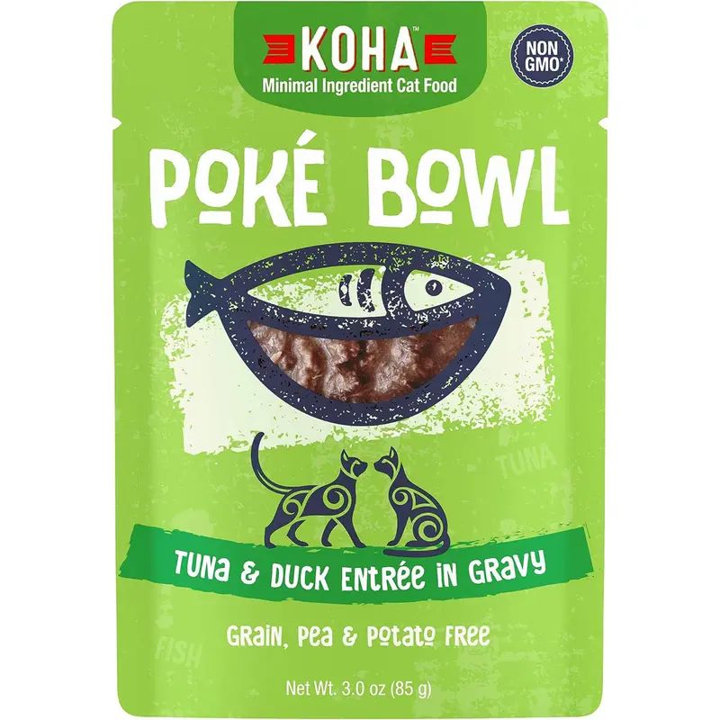 KOHA Poke Bowl Tuna & Duck Entree in Gravy for Cats 3oz Pouche