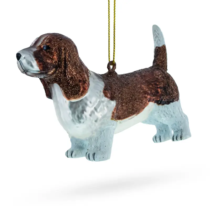 Playful Beagle Blown Glass Christmas Ornament