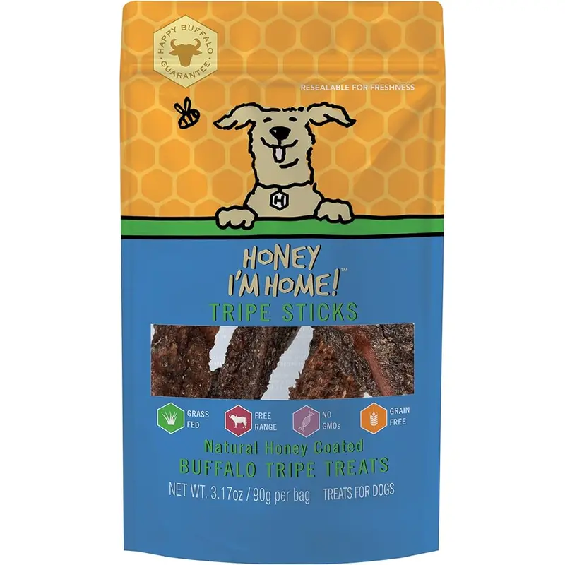 Honey I'm Home Dog Treats Tripe Sticks Buffalo Dog Treats 3.17oz