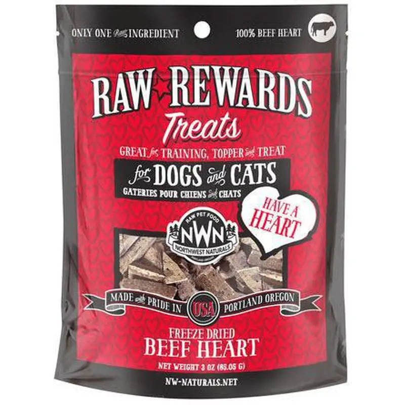 Northwest Naturals FD Dog Treat Raw Rewards Heart Beef 3 oz