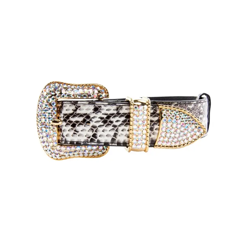 Black & White Viper Snake Collar With Gold Swarovski Crystal Hardware
