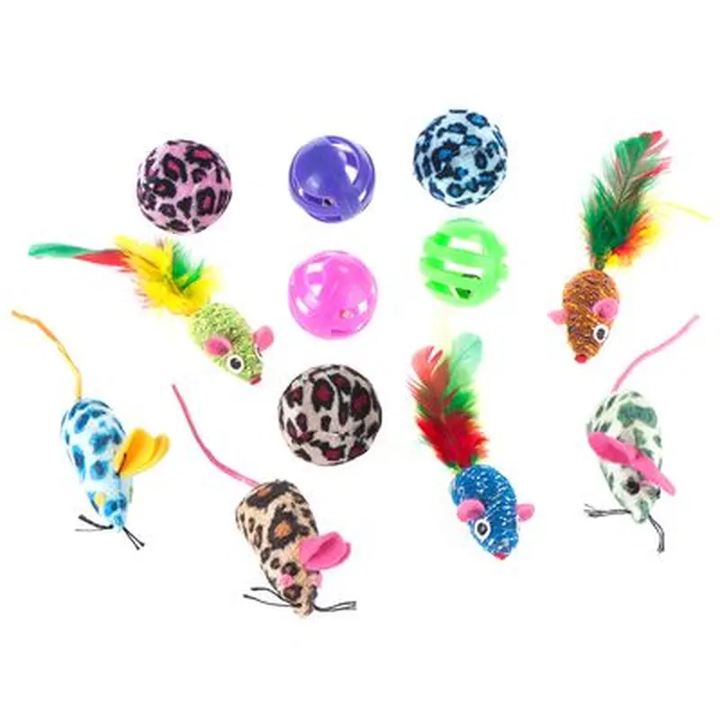 Cat Toy Set with Balls and Mice - Set of 12 Toys