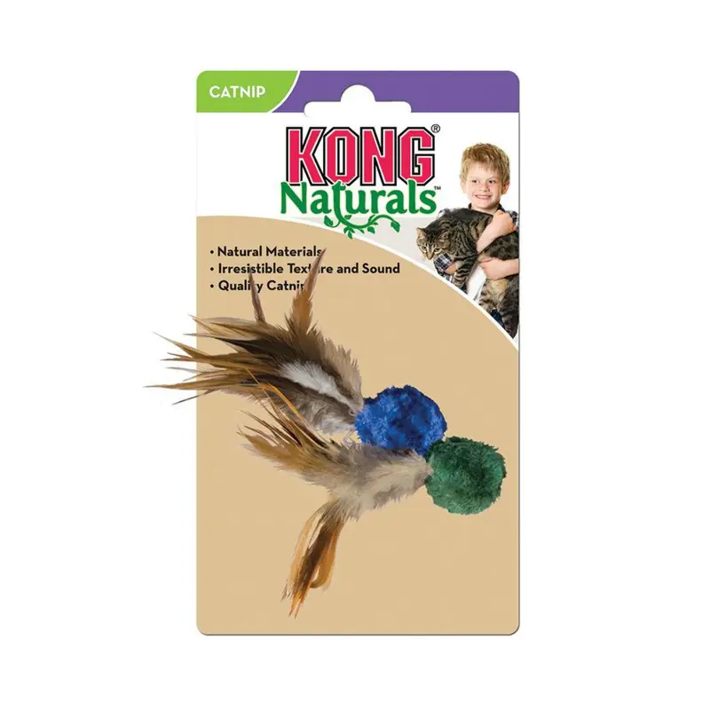 KONG Naturals Ball with Feathers Cat Toy