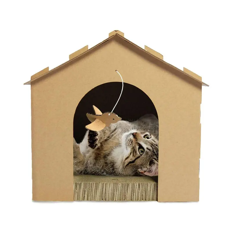 FurHaven Gingerbread House Cat Playground - Corrugated Scratcher House with Catnip