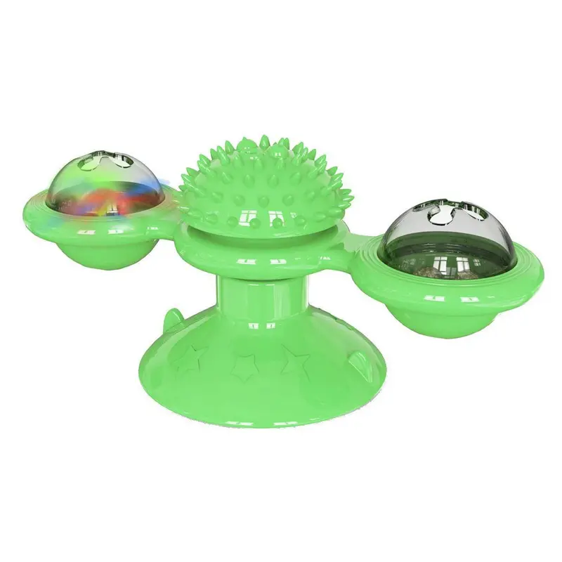 Pet Life Windmill Rotating Suction Cup Spinning Cat Toy - Green