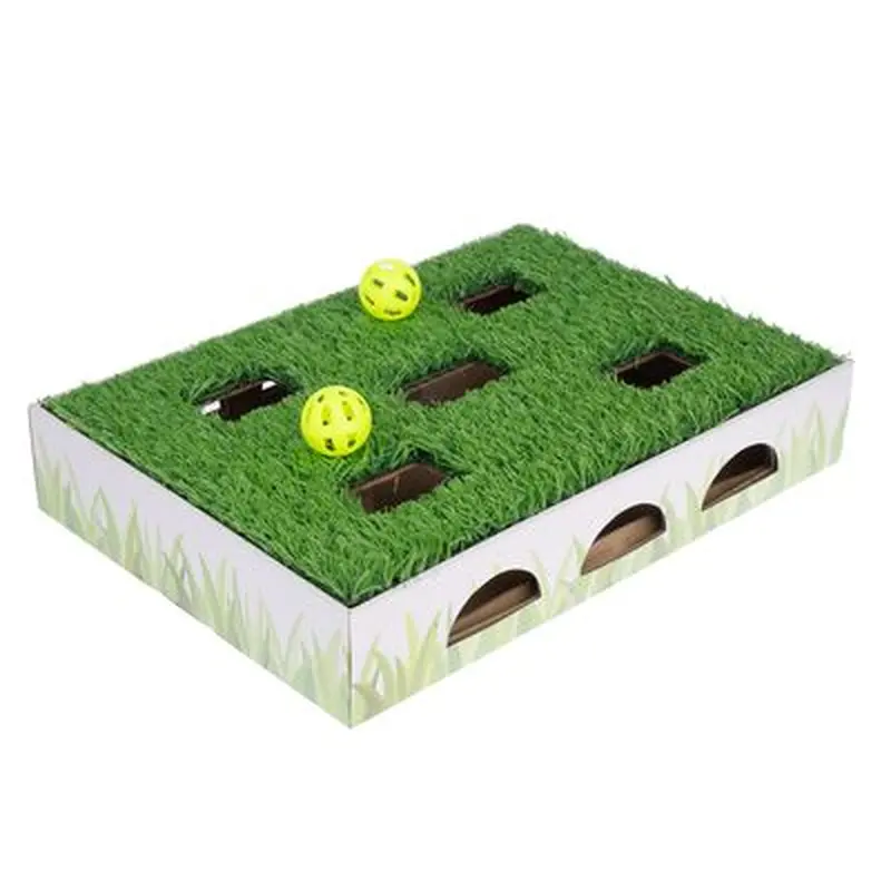 TIAKI Hunting Box with Grass Patch Cat Toy - 40 x 28 x 7 cm (L x W x H)