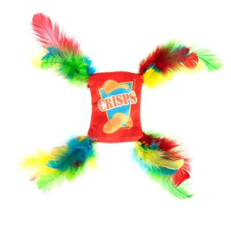 Cat Toy Crinkle Crisps with Feathers - 1 piece