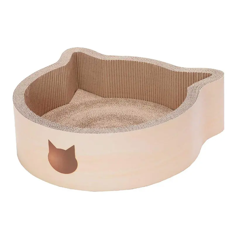 Necoichi Cat-Headed Large Scratcher Bed - Birch