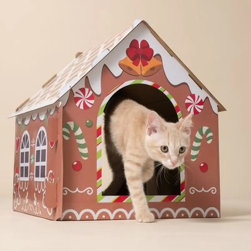 TIAKI Gingerbread House for Cats - 37 x 36 x 40.5 cm (L x W x H)
