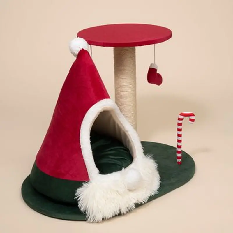 TIAKI Scratching Post with Christmas Teepee - Red