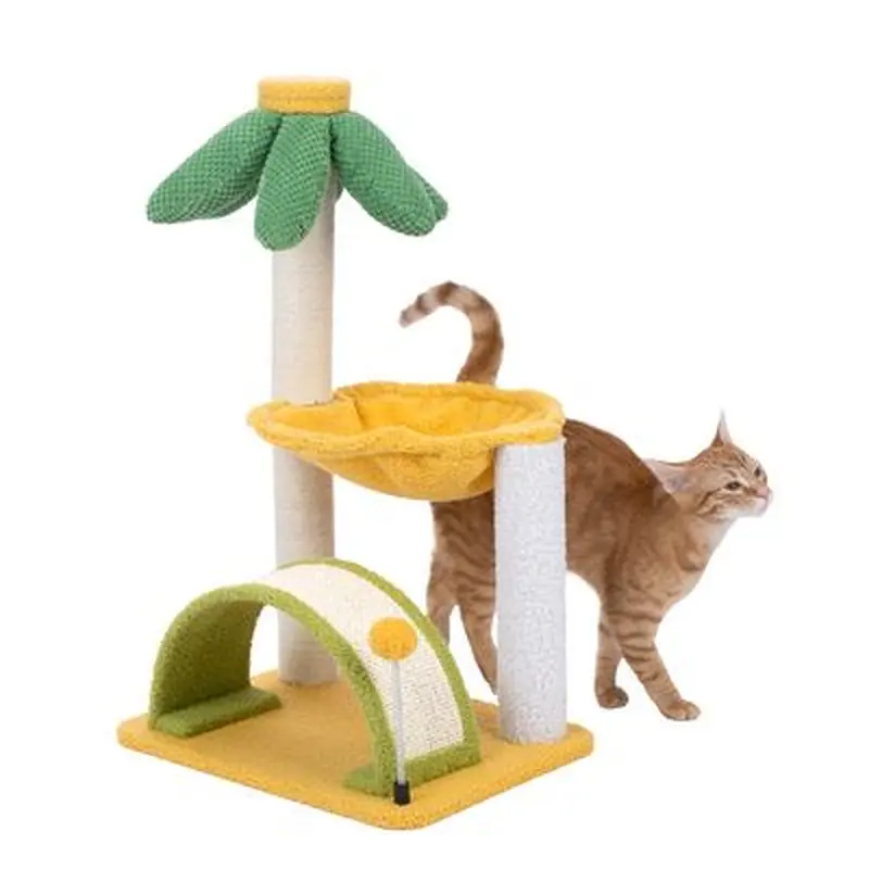 TIAKI Palm Scratching Tree with Hammock - Yellow