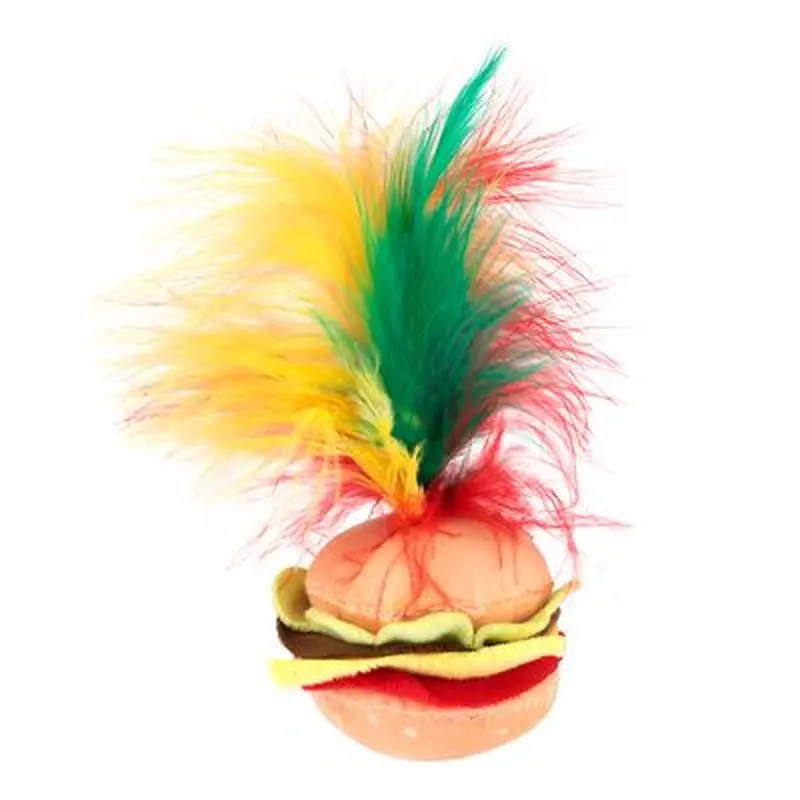 Cat Toy Crinkle Burger with Feathers - 1 piece