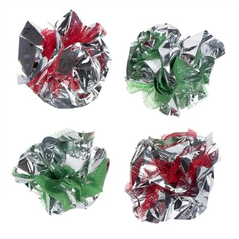 Mesh Crackle Balls Cat Toy - Set of 4 Balls