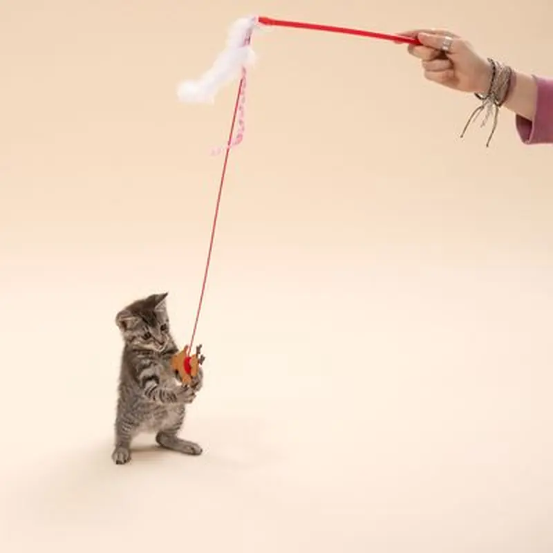 TIAKI Reindeer Dangler Toy with Feathers - 1 Dangler Pole