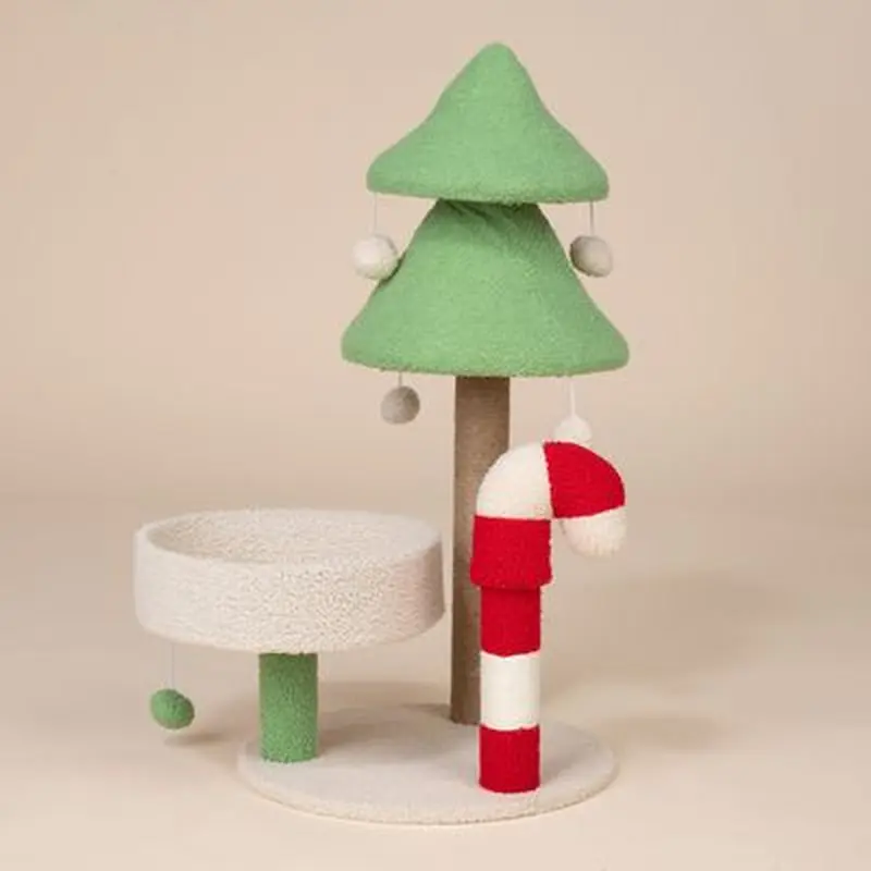 TIAKI Candy Cane Scratching Tree - White/Red/Green