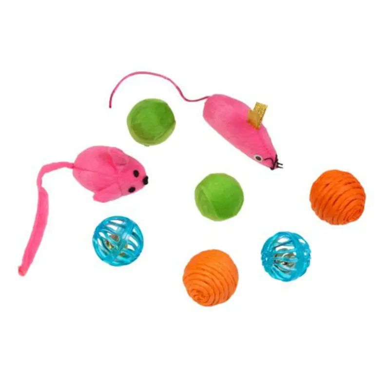 Chomper Kylie's Brights Mice and Balls Cat Toys - 8-Pack