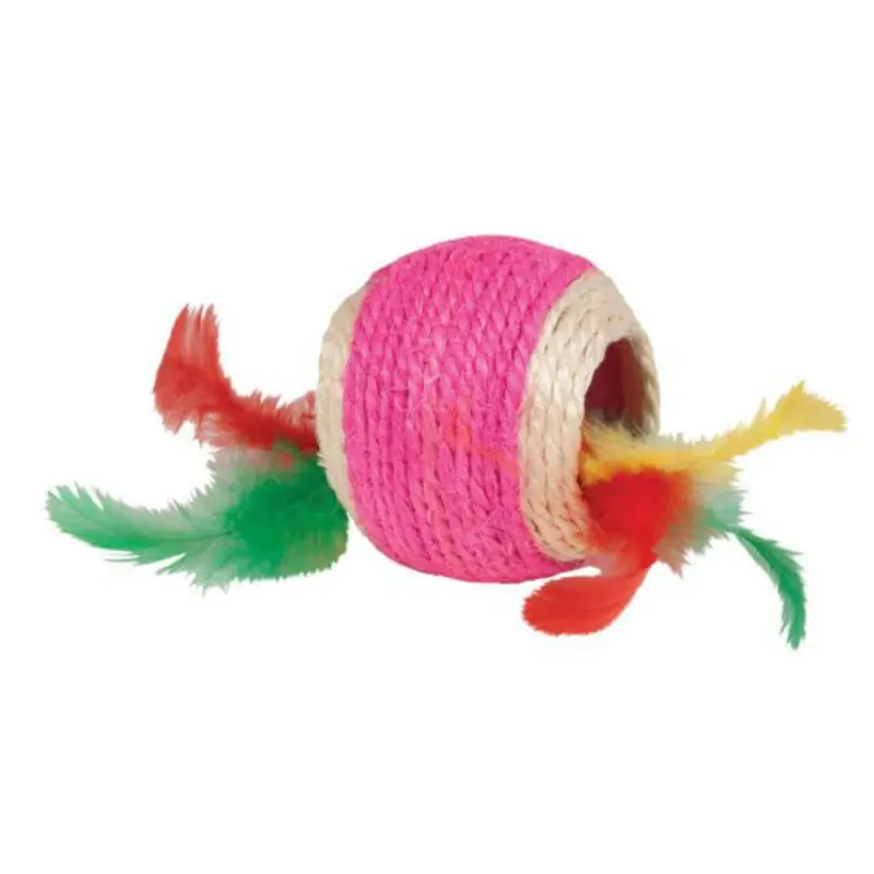Chomper Kylie's Brights Jute Ball with Feathers Cat Toy