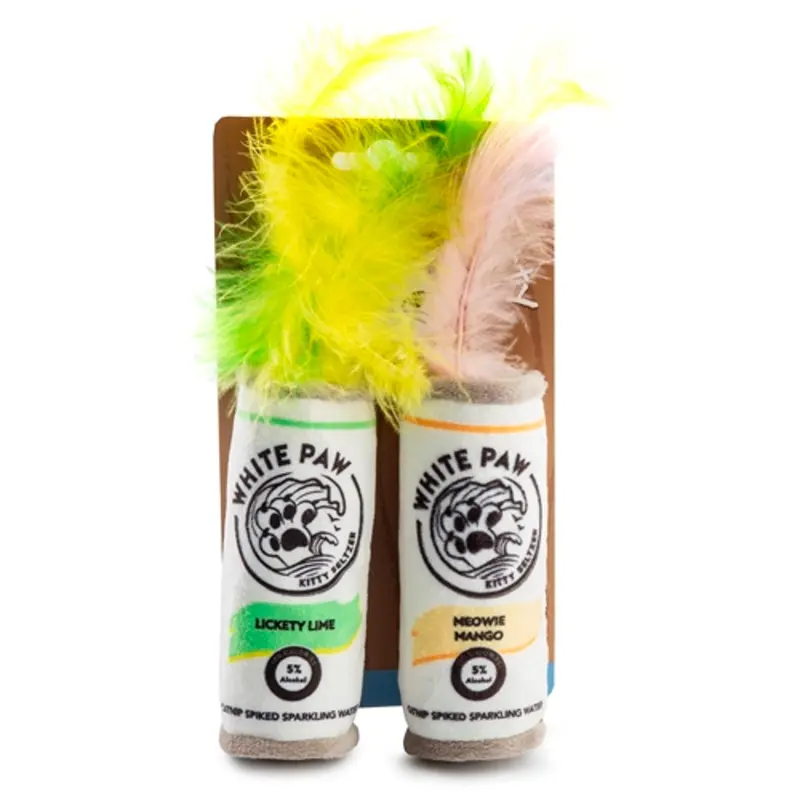 Haute Diggity Dog + Kitty Organic Catnip Cat Toys - White Paw (Mango & Lime)
