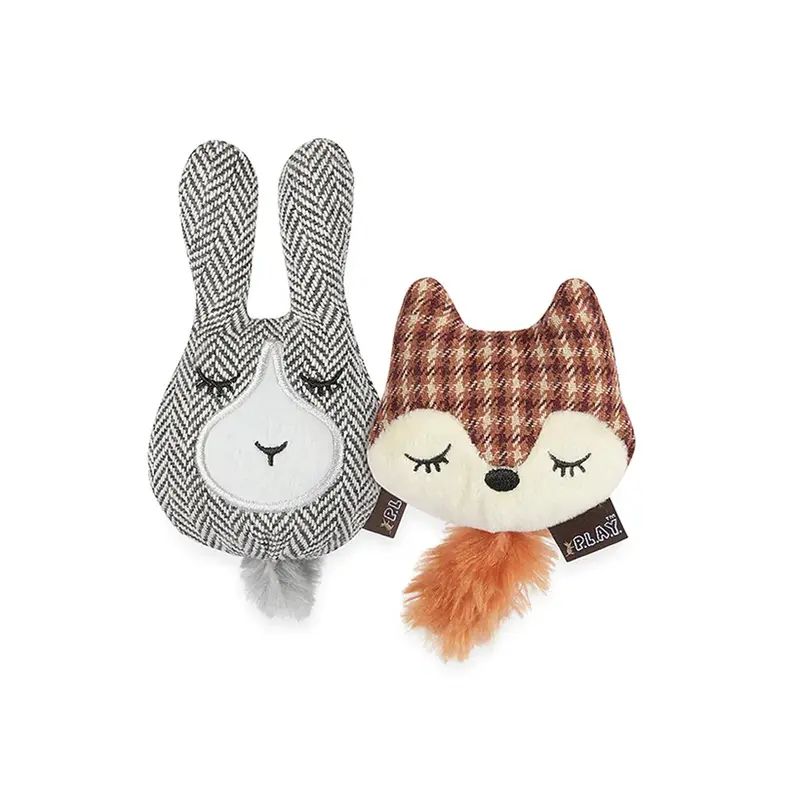 P.L.A.Y. Feline Frenzy Forest Friends Cat Toys - Foxsy and Hopsy 2 Toy Set